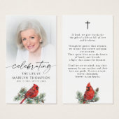 Cardinal Celebration of Life Cross Prayer Card (Vorne & Hinten)