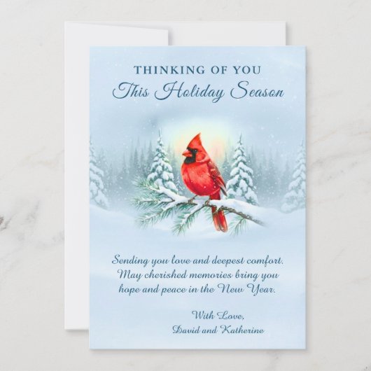 Cardinal Christmas Sympathy Condolence Holiday Karte (Vorderseite)
