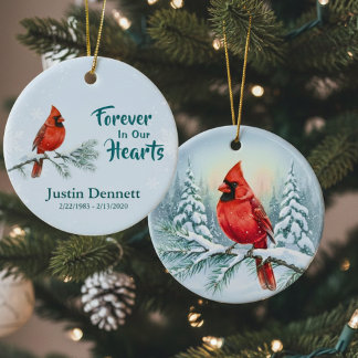 Cardinal Forever In Our Hearts Custom Christmas Keramik Ornament