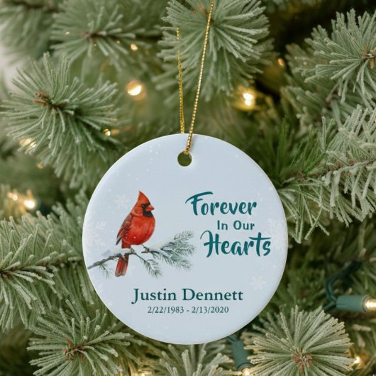 Cardinal Forever In Our Hearts Custom Christmas  Keramik Ornament
