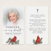 Cardinal Funeral Memorial Photo Cross Prayer Card (Vorne & Hinten)