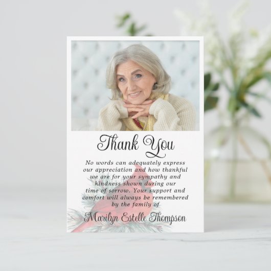 Cardinal Funeral Thank You 2 Photos Memorial Dankeskarte (Stehend Vorderseite)