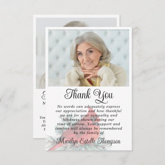 Cardinal Funeral Thank You 2 Photos Memorial Dankeskarte (Vorne/Hinten)