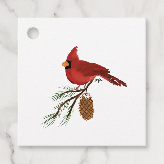 Cardinal Gift Tags - Square Geschenkanhänger (Vorderseite)