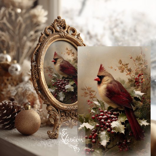 Cardinal Holly Berries Christmas Tissue Paper Seidenpapier