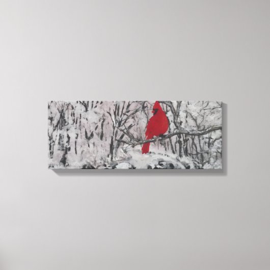 Cardinal in Snow Leinwanddruck (Vorderseite)