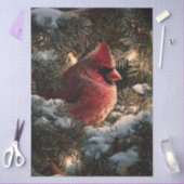 Cardinal in Snowy Pine Decoupage Seidenpapier (Basteln)