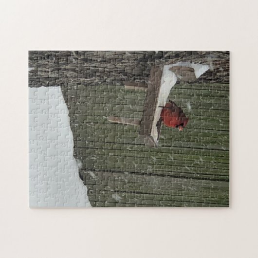 Cardinal in the snow puzzle (Horizontal)