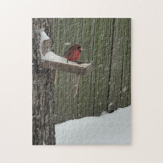 Cardinal in the snow puzzle (Vertikal)