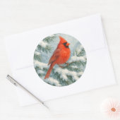 Cardinal in the Snow Winter Round Sticker (Umschlag)