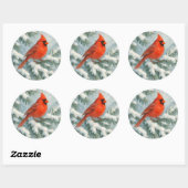 Cardinal in the Snow Winter Round Sticker (Blatt)