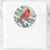 Cardinal in the Snow Winter Round Sticker (Tasche)