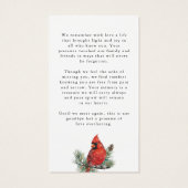 Cardinal Memorial Loving Memory Photo Prayer Card (Rückseite)