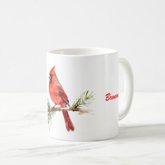 Cardinal on a Fir Branch Kaffeetasse (VorderseiteRechts)