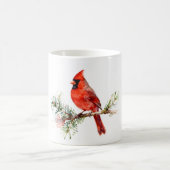 Cardinal on a Fir Branch Kaffeetasse (Mittel)