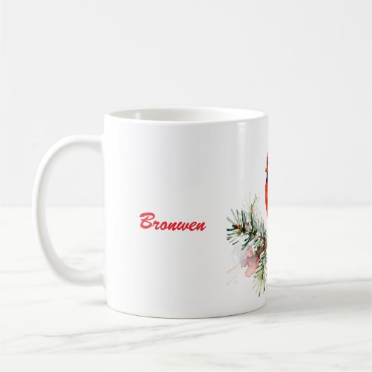 Cardinal on a Fir Branch Kaffeetasse (Links)