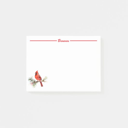 Cardinal on a Fir Branch Post-it Klebezettel (Vorderseite)