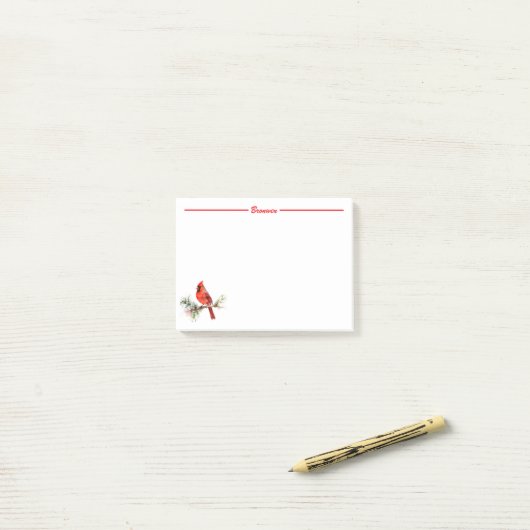 Cardinal on a Fir Branch Post-it Klebezettel (Auf Schreibtisch)