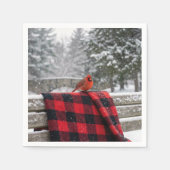 Cardinal On a Snowy Plaid Blanket Serviette (Vorderseite)