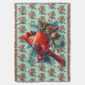 Cardinal on Pine Branch with Winter Berries Decke (Vorderseite Vertikal)