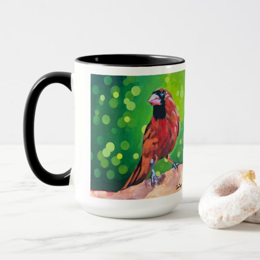 Cardinal Painting - Gift for Bird Lovers Tasse (Mit Donut)