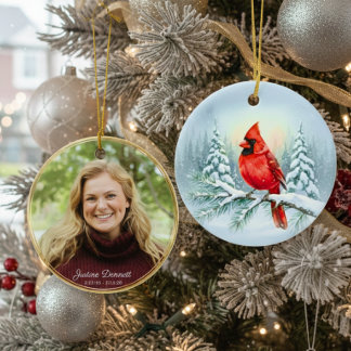 Cardinal Photo Memorial Custom Christmas in Heaven Keramik Ornament