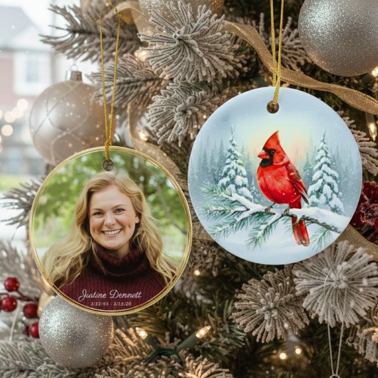 Cardinal Photo Memorial Custom Christmas in Heaven Keramik Ornament