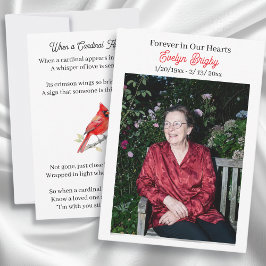 Cardinal Poem Memorial Keepsake  Karte