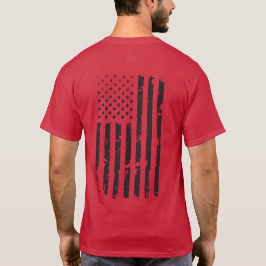 Cardinal Red T-Shirt Veteran Military w/ USA Flag (Rückseite)