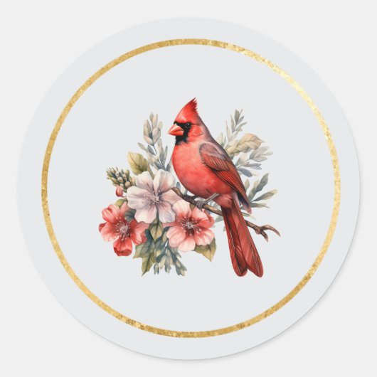 Cardinal Round Glossy Envelope Seal Runder Aufkleber (Vorderseite)