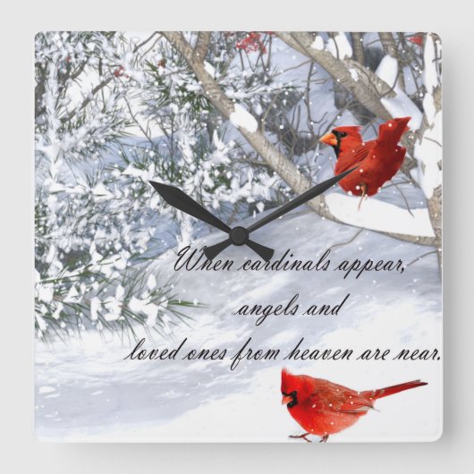 cardinals from heaven quadratische wanduhr (Vorderseite)