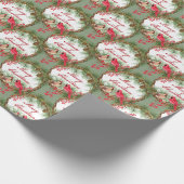 Cardinals on a wreath Christmas Wrapping Paper Geschenkpapier (Ecke)