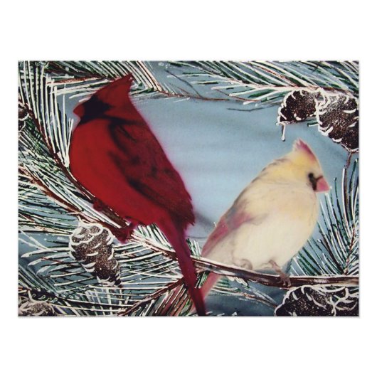 Cardinals Perched Fotodruck (Vorne)