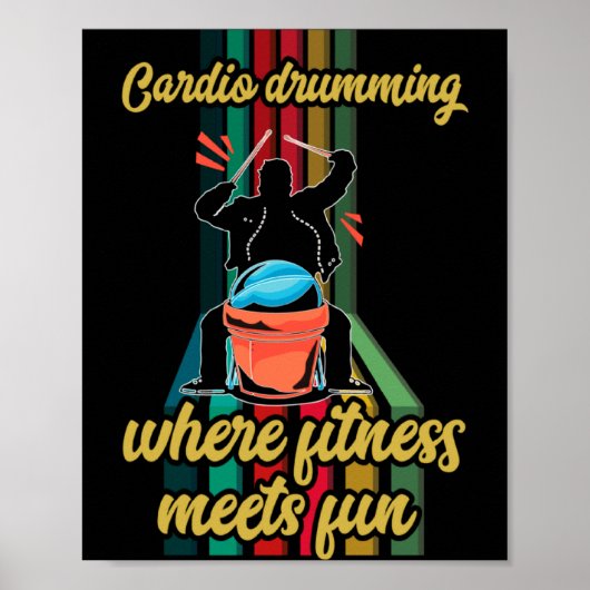 Cardio Drumming Gym Exercise Funny Fitness Cl W  Poster (Vorne)