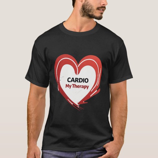 Cardio My Therapy | Bold Red Heart Fitness T-Shirt (Vorderseite)