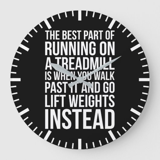 Cardio, Treadmill Running vs Lifting - Funny Gym Große Wanduhr (Vorderseite)