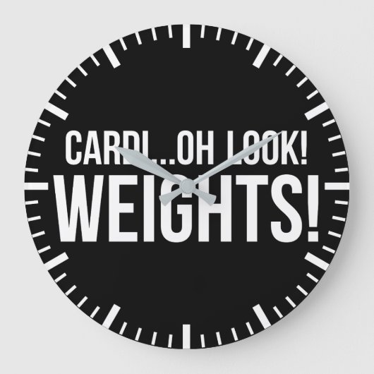 Cardio vs Weights - Funny Novelty Gym Workout Große Wanduhr (Vorderseite)