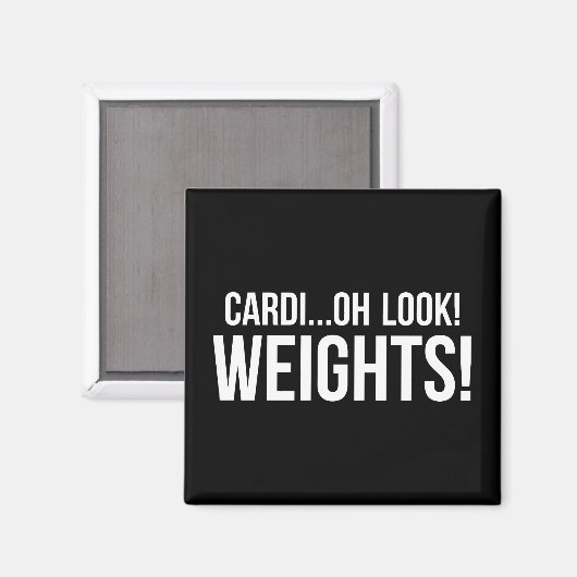 Cardio vs Weights - Funny Novelty Gym Workout Magnet (Vorderseite/Rückseite)