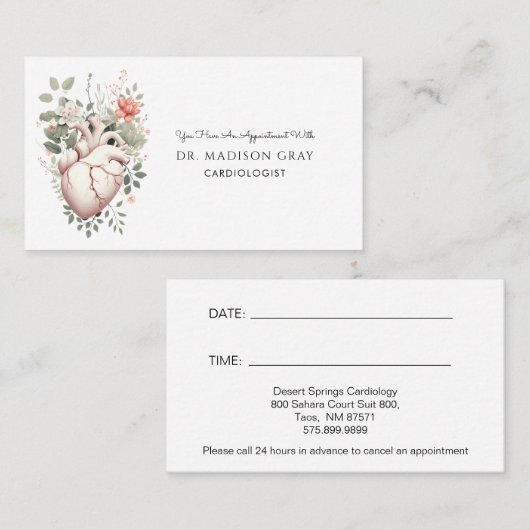 Cardiologist terminkarte (Vorne/Hinten)