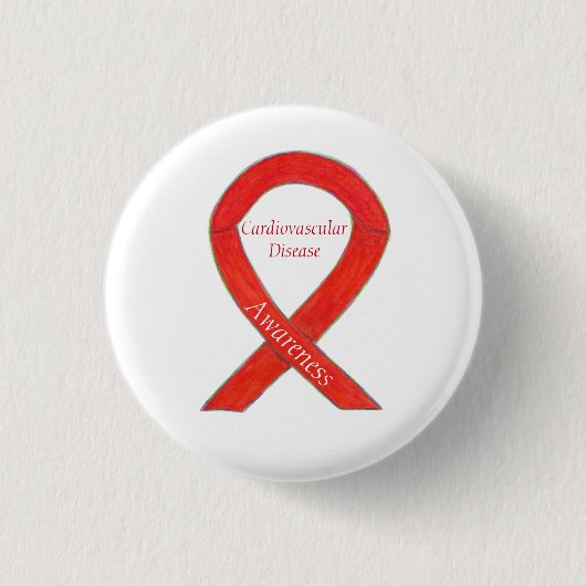 Cardiovascular Disease Custom Awareness Ribbon Pin Button (Vorderseite)