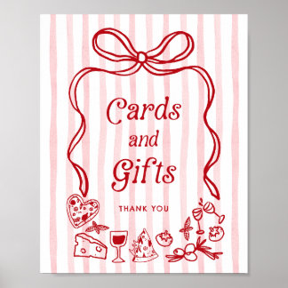 Cards and Gifts Bow Italian Lemons Baby Shower Poster
