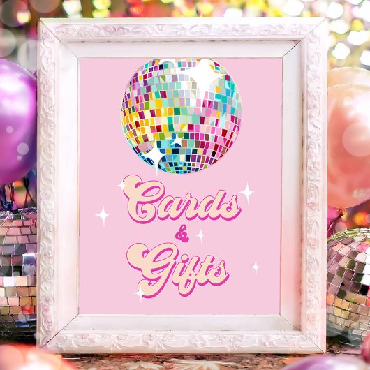 Cards and Gifts Disco Ball Retro Groovy Birthday Poster