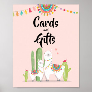 Cards and Gifts Fiesta Llama Baby Shower Sign Poster