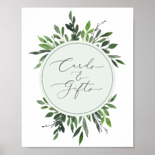 cards and gifts leafy watercolor wedding poster