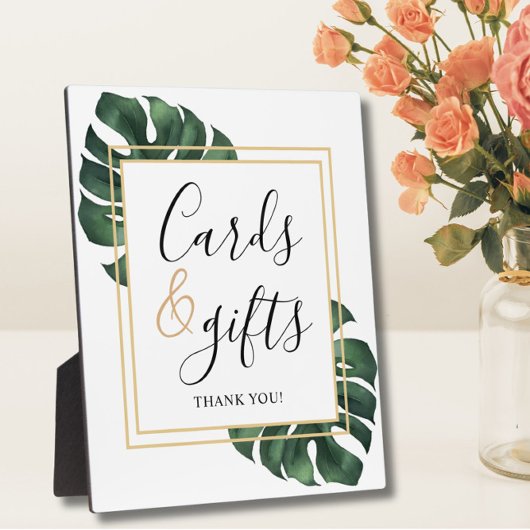 Cards and Gifts Monstera Leaf Wedding Sign Fotoplatte