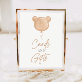 Cards and Gifts Teddy Bear Balloon Boho Birthday  Poster