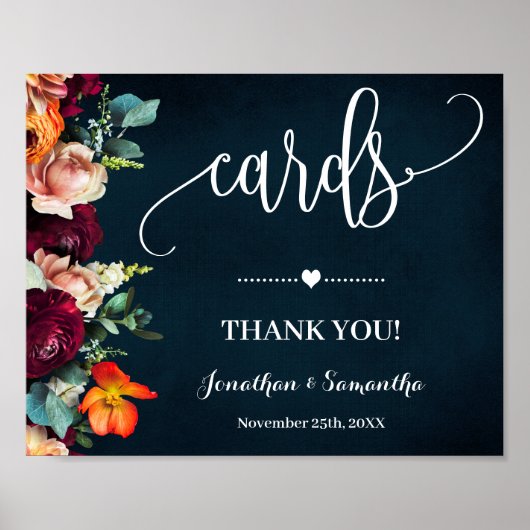 Cards Brautparty Wedding Navy Weinzeichen Poster (Vorne)