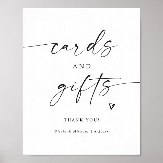 Cards & Gifts Modern Handwritten Wedding Sign Poster (Vorne)