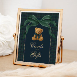 Cards & Gifts: Plaid Polo Teddy Bear Baby Shower Poster