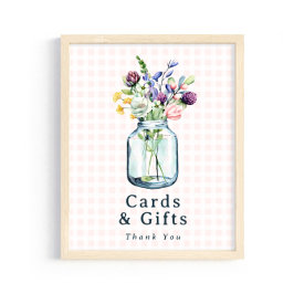 Cards & Gifts Sign Rustic Wildlflower Mason Jar Poster